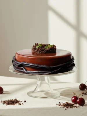 Tort śmietankowo – kakaowy z wiśniami <br>~