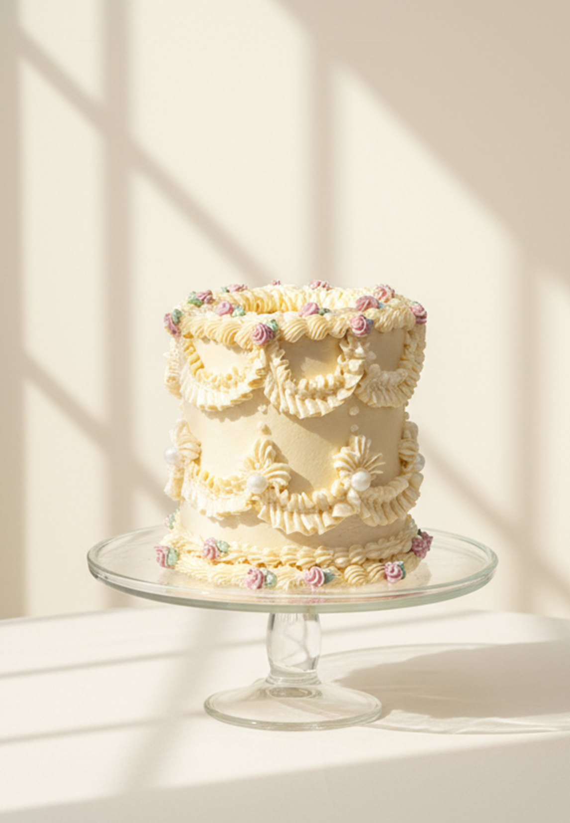 Tort w stylu Vintage ~ - 110 porcji – tort trzypiętrowy - Śmietankowo - Malinowy