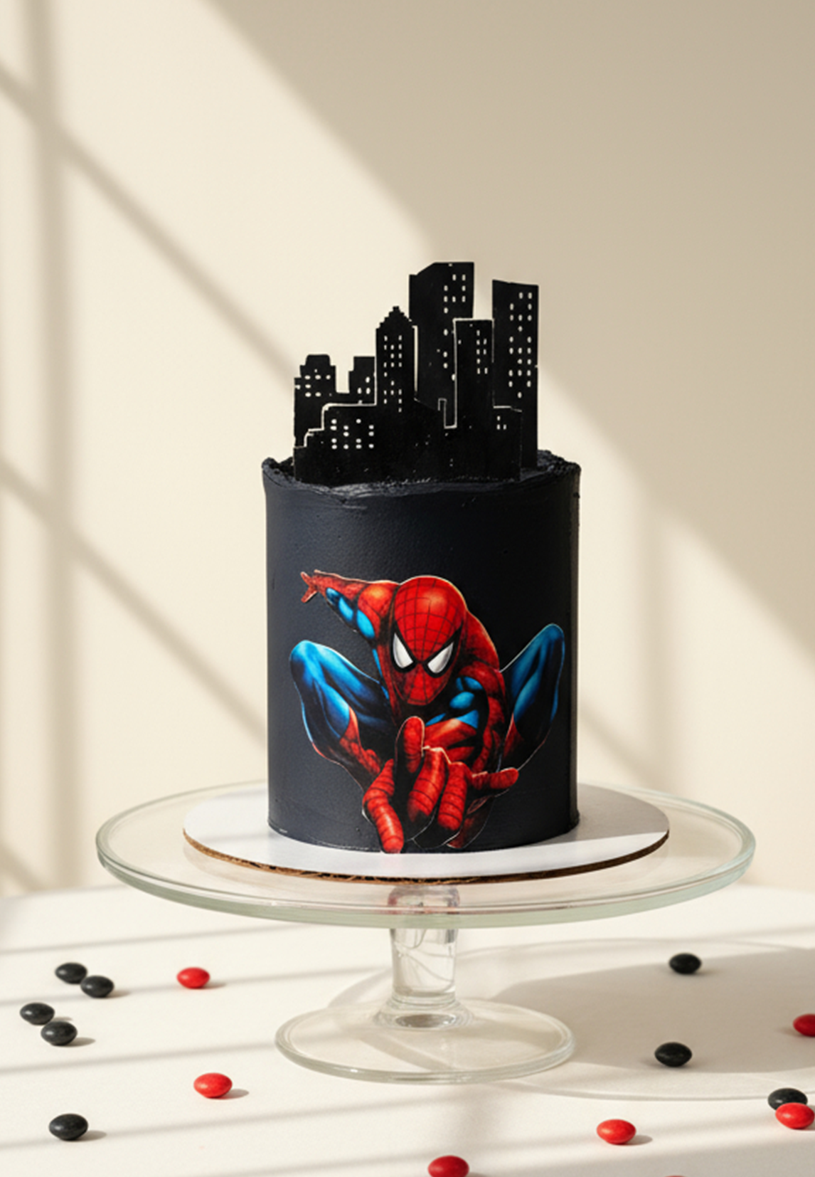 Tort Spider-Man ~ - 110 porcji – tort trzypiętrowy - Śmietankowo - Wiśniowy
