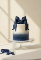 Tort z kokardą na prezent<br> Granatowy