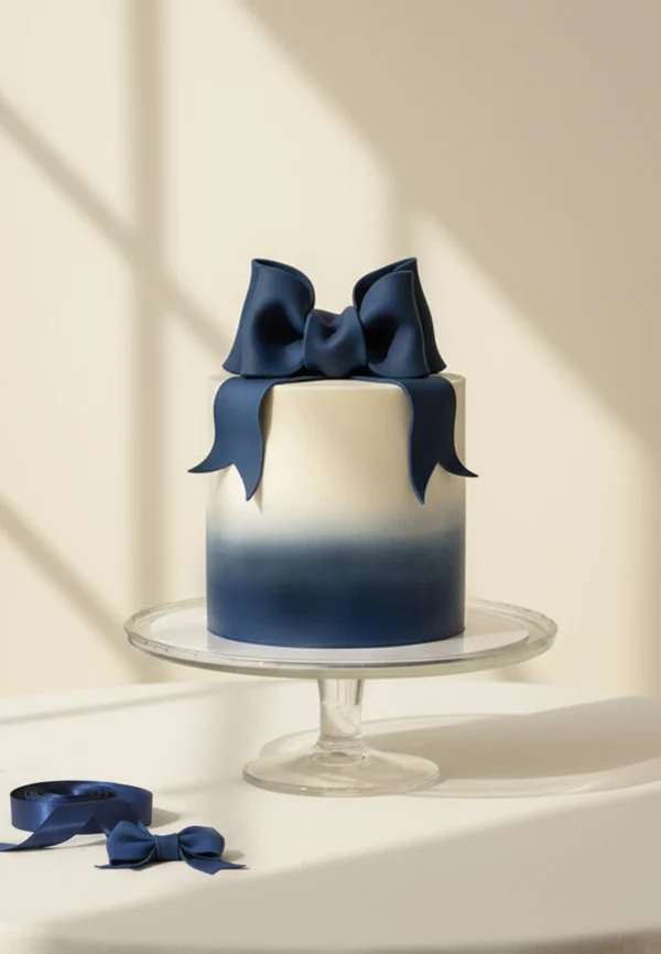Tort z kokardą na prezent<br> Granatowy