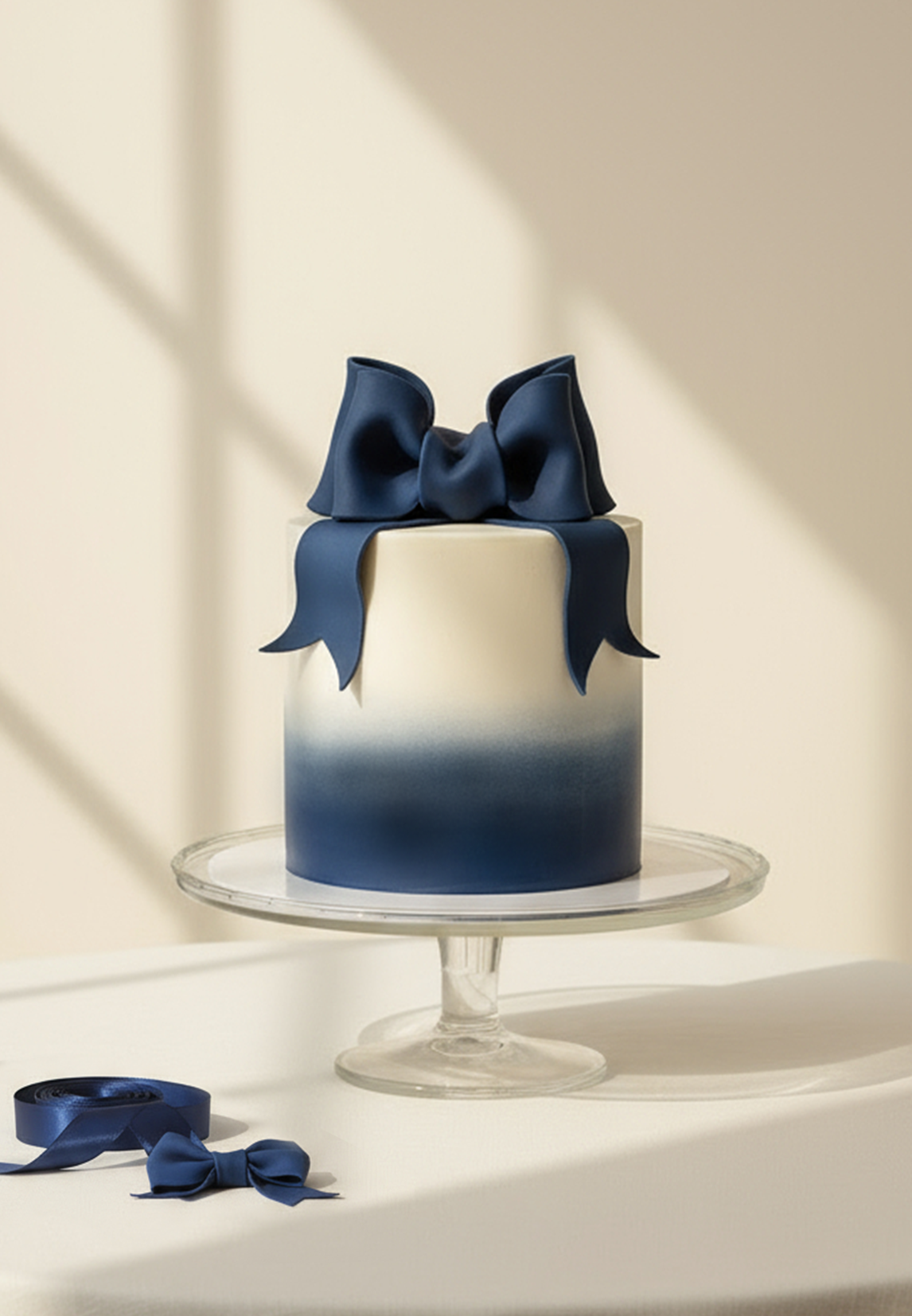 Tort z kokardą na prezent Granatowy - 110 porcji – tort trzypiętrowy - Truskawka-Bergamotka